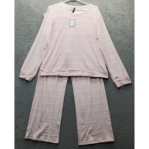 Jaclyn Intimates Pajama Set Womens XL Multi Floral‎ Print Long Sleeve Super Soft - Picture 1 of 15